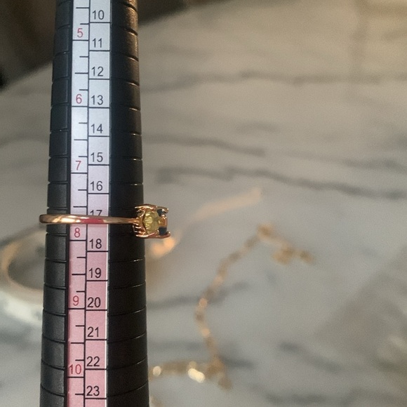 NEW  HIGH END 18k Rose Gold Plated Hearts Ring with Blue and Yellow Stones. #8 - Picture 8 of 14